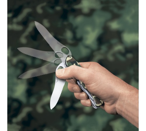 Нож перочинный VICTORINOX Trailmaster One Hand, 111 мм, 12 функций, с фиксатором лезвия, камуфляж