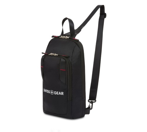 Рюкзак SWISSGEAR с одним плечевым ремнем, черный/красный, полиэстер рип-стоп, 18 x 5 x 33 см, 4 л