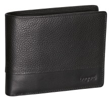 Портмоне BUGATTI Atlanta, чёрное, натуральная воловья кожа, 12,5х2х9,7 см