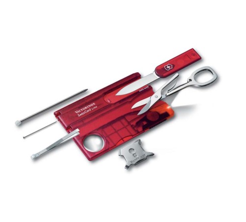 Швейцарская карточка VICTORINOX SwissCard Lite, 13 функций, полупрозрачная красная
