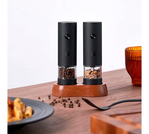Набор из двух электрических мельниц для специй Huohou Black, 14 см
