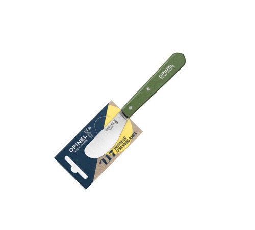 Нож для масла Opinel №117, деревянная рукоять, блистер, нержавеющая сталь, темно-зеленый, 003134