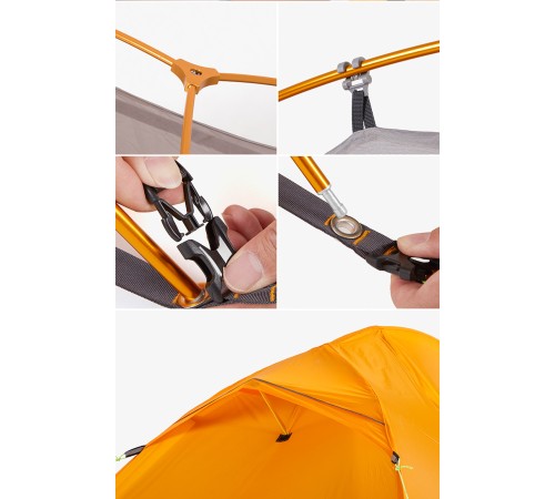 Палатка 1-местная Naturehike сверхлегкая + коврик NH18A095-D, 20D, оранжевый, 6975641886495