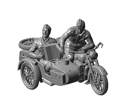 Сборная модель ZVEZDA Советский мотоцикл М-72 с коляской и экипажем, 1/35