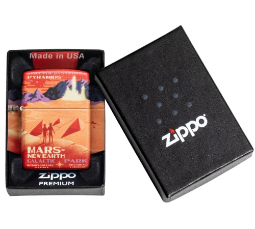 Зажигалка ZIPPO Mars Design с покрытием 540 Matte, латунь/сталь, красная, матовая, 38x13x57 мм