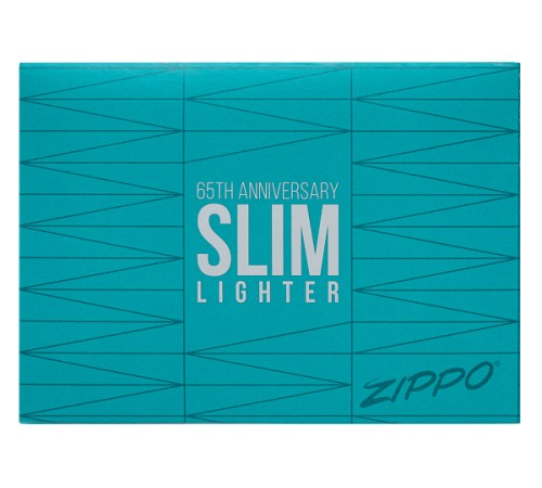 Зажигалка 65th Anniversary Zippo Slim® с покрытием Black Ice®, латунь/сталь, чёрная, 29x10x60 мм