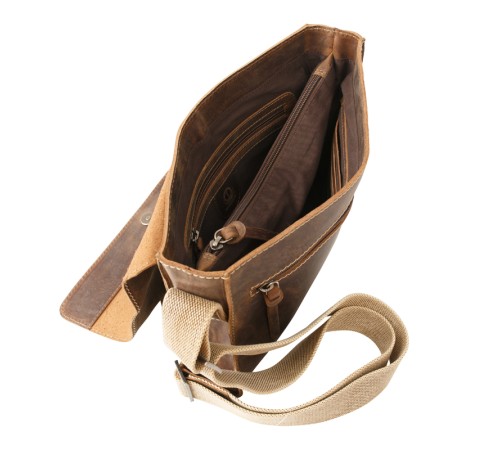Сумка KLONDIKE Native, натуральная кожа в коричневом цвете, 30 х 7 х 25 см