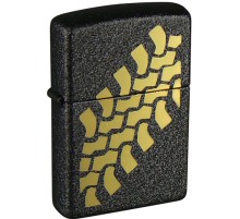 Зажигалка ZIPPO Tire Tracks с покрытием Black Crackle™, латунь/сталь, чёрная, матовая, 38x13x57 мм