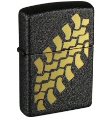 Зажигалка ZIPPO Tire Tracks с покрытием Black Crackle™, латунь/сталь, чёрная, матовая, 38x13x57 мм