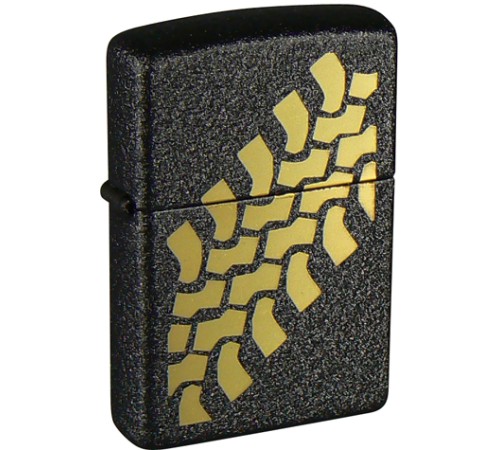 Зажигалка ZIPPO Tire Tracks с покрытием Black Crackle™, латунь/сталь, чёрная, матовая, 38x13x57 мм