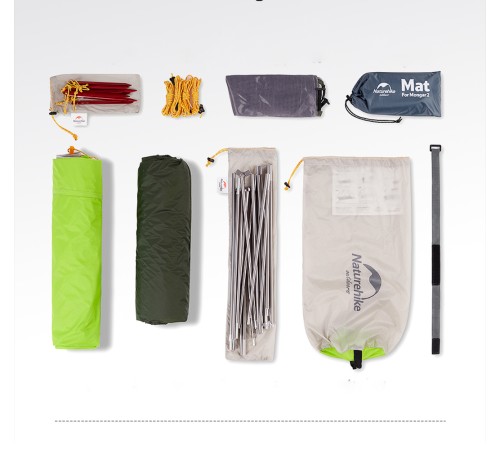 Палатка 2-местная Naturehike сверхлегкая Mongar NH17T007-M, 20D , светло-зеленый, 6927595708088