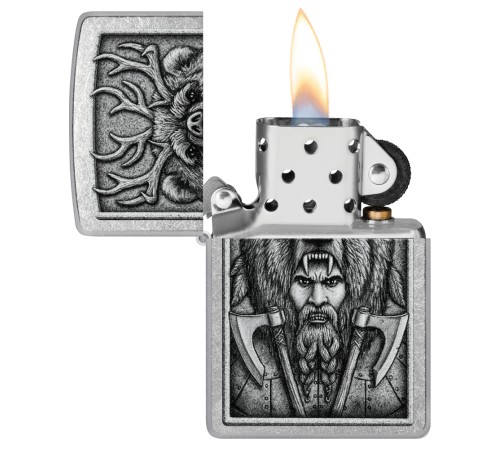 Зажигалка ZIPPO Barbarian Design с покрытием Street Chrome, латунь/сталь, серебристая, 38x13x57 мм