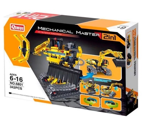 Конструктор Qihui Mechanical Master 2 в 1 Экскаватор и Робот (342 детали)