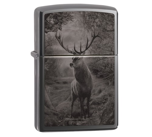 Зажигалка ZIPPO Classic с покрытием Black Ice®, латунь/сталь, чёрная, глянцевая, 38x13x57 мм