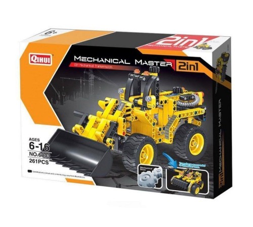 Конструктор Qihui Mechanical Master 2 в 1 Бульдозер и Танк (261 деталь)
