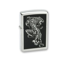 Зажигалка ZIPPO Tigre с покрытием Brushed Chrome, латунь/сталь, серебристая, матовая, 38x13x57 мм