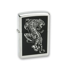 Зажигалка ZIPPO Tigre с покрытием Brushed Chrome, латунь/сталь, серебристая, матовая, 38x13x57 мм