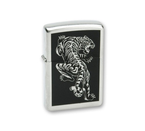 Зажигалка ZIPPO Tigre с покрытием Brushed Chrome, латунь/сталь, серебристая, матовая, 38x13x57 мм