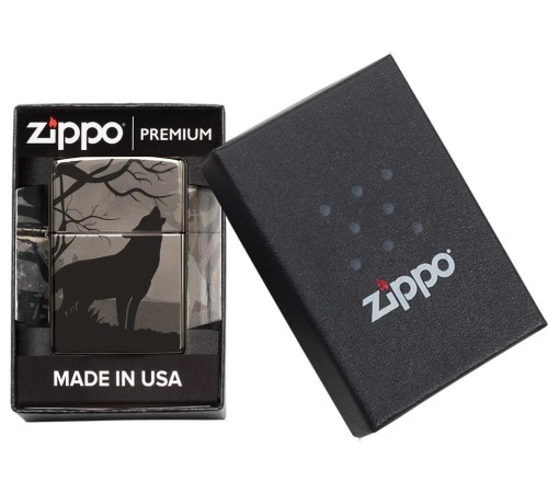 Зажигалка ZIPPO Classic с покрытием Black Ice®, латунь/сталь, чёрная, глянцевая, 38x13x57 мм