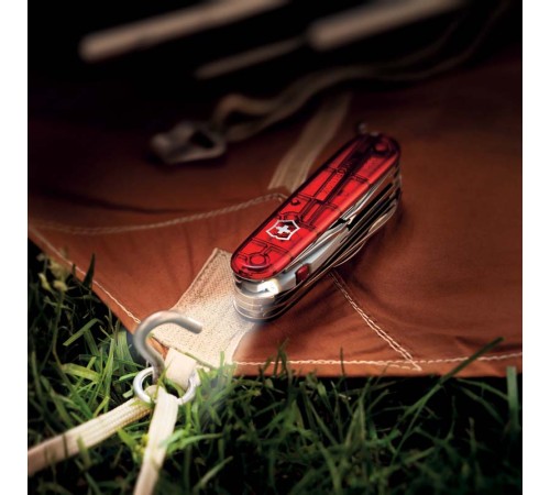 Нож перочинный VICTORINOX Huntsman Lite, 91 мм, 21 функция, полупрозрачный красный