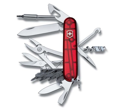 Нож перочинный VICTORINOX CyberTool M, 91 мм, 32 функции, полупрозрачный красный