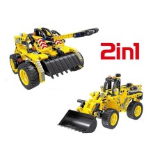 Конструктор Qihui Mechanical Master 2 в 1 Бульдозер и Танк (261 деталь)