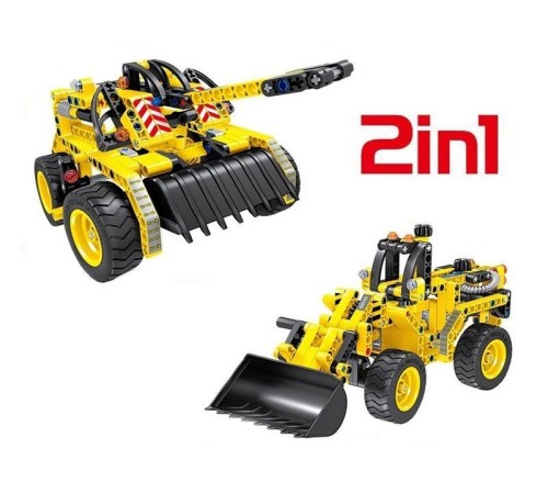Конструктор Qihui Mechanical Master 2 в 1 Бульдозер и Танк (261 деталь)
