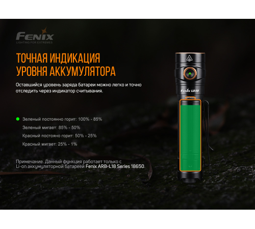Фонарь Fenix LD30 с аккумулятором (ARB-L18-3400U), LD30bi