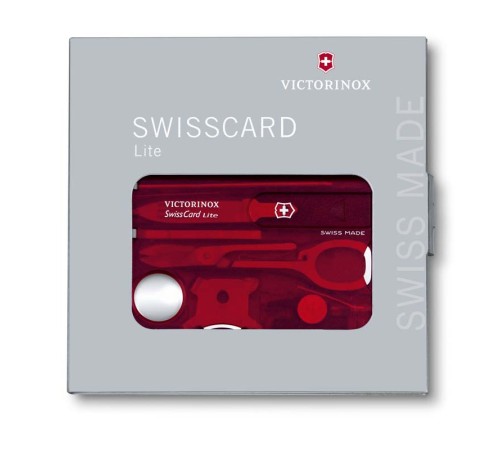 Швейцарская карточка VICTORINOX SwissCard Lite, 13 функций, полупрозрачная красная