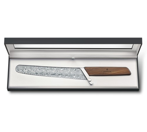 Нож для хлеба VICTORINOX Damast LE 2021, лезвие 22 см с волнистой заточкой, коричневый