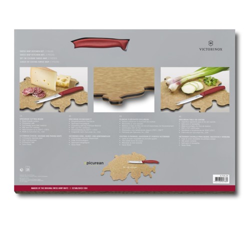 Набор VICTORINOX Swiss Map: нож для сыра и колбасы Swiss Classic 11 см + разделочная доска Epicurean