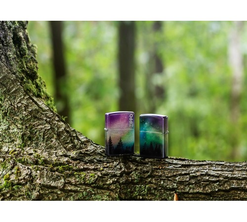 Зажигалка ZIPPO Colorful Sky с покрытием 540 Tumbled Chrome, латунь/сталь, разноцветная, 38x13x57 мм