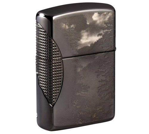 Зажигалка ZIPPO Armor™ Wolf  с покрытием High Polish Black Ice®, латунь/сталь, чёрная, 38x13x57 мм