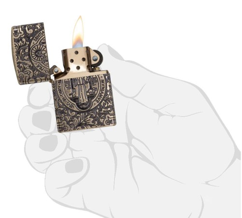 Зажигалка ZIPPO Armor® с покрытием Antique Brass, латунь/сталь, золотистая, матовая, 38x13x57 мм
