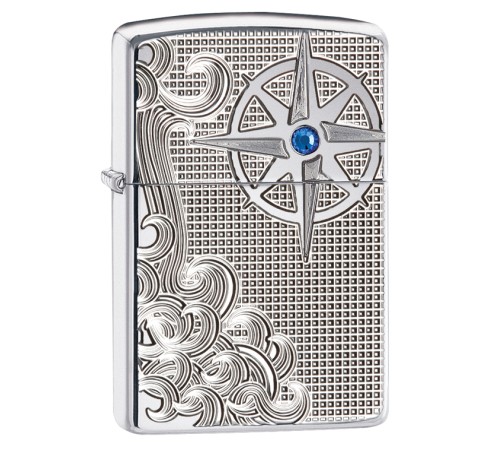 Зажигалка ZIPPO Armor™ с покрытием High Polish Chrome, латунь/сталь, серебристая, 37х13x58 мм