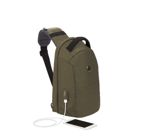 Рюкзак-антивор SWISSGEAR, хаки, Heather 600D, 21 x 12,5 x 34 см, 8,5 л