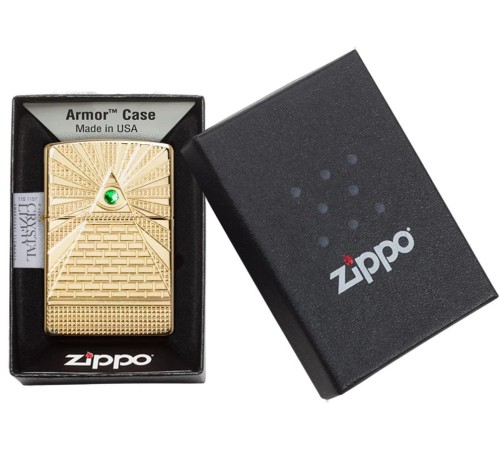 Зажигалка ZIPPO Armor™ с покрытием High Polish Brass, латунь/сталь, золотистая, 38x13x57 мм