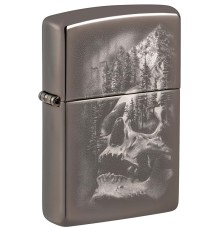 Зажигалка ZIPPO Skull Design с покрытием Black Ice®, латунь/сталь, черная, 38x13x57 мм