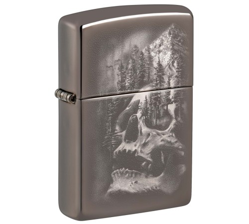 Зажигалка ZIPPO Skull Design с покрытием Black Ice®, латунь/сталь, черная, 38x13x57 мм