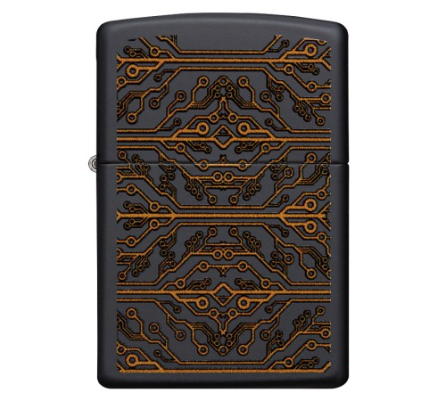 Зажигалка ZIPPO Circuit Pattern с покрытием Black Matte, латунь/сталь, чёрная, матовая, 38x13x57 мм