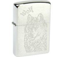 Зажигалка ZIPPO Wolf, с покрытием Brushed Chrome, латунь/сталь, серебристая, матовая, 38x13x57 мм