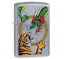 Зажигалка ZIPPO Dragon Design с покрытием Street Chrome™, латунь/сталь, серебристая, 38x13x57 мм