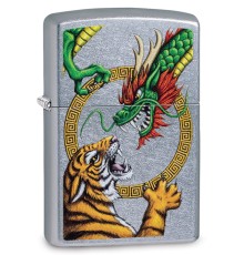 Зажигалка ZIPPO Dragon Design с покрытием Street Chrome™, латунь/сталь, серебристая, 38x13x57 мм