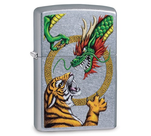 Зажигалка ZIPPO Dragon Design с покрытием Street Chrome™, латунь/сталь, серебристая, 38x13x57 мм