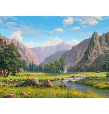 Картина мозаикой с нанесенной рамкой 40х50 И.ПРИЩЕПА. ГОРНАЯ ИДИЛЛИЯ (31 цвет)