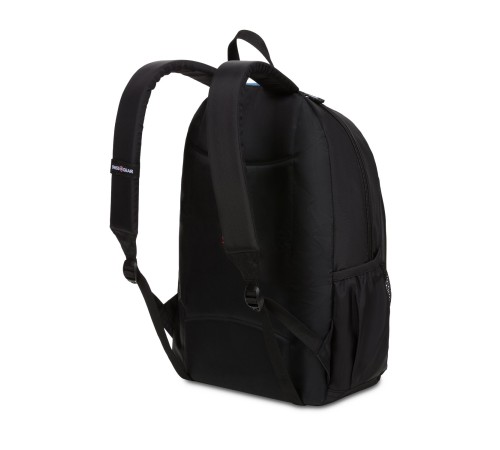 Рюкзак SWISSGEAR, чёрный/голубой, полиэстер 420D, 32х14х45 см, 20 л