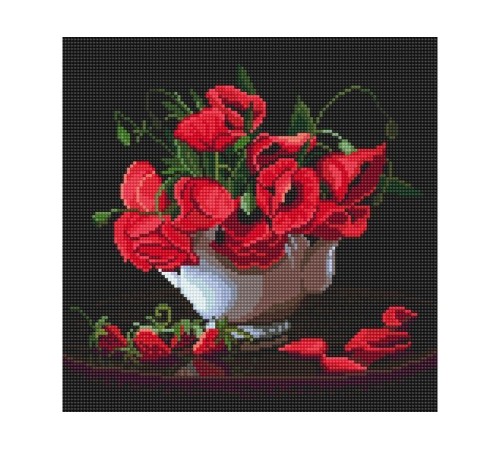 Картина мозаикой 30х30 АЛЫЕ МАКИ (квадр. эл-ты) (29 цветов)