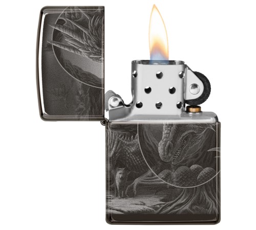 Зажигалка ZIPPO Lisa Parker с покрытием High Polish Black, латунь/сталь, чёрная, 38x13x57 мм