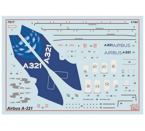 Сборная модель ZVEZDA Пассажирский авиалайнер Аэробус А-321, 1/144