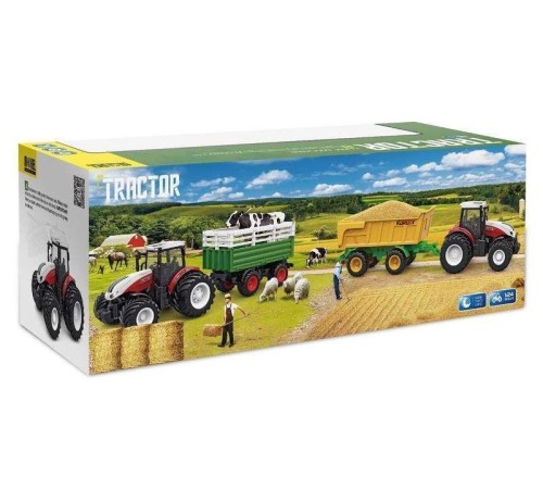 Р/У фермерский трактор Korody с прицепом самосвалом, двойные колеса 1/24 2.4G 6CH RTR